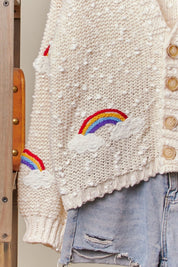 Good Fortune V - Neck Cardigan With Rainbow Overstitch - Westly