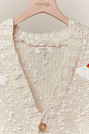 Good Fortune V - Neck Cardigan With Rainbow Overstitch - Westly