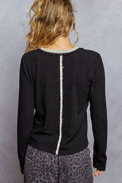 Good Intentions V-Neck Lace Trim Henley - Westly