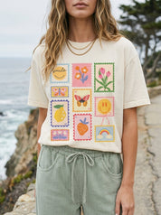 Good Vibes Stamps Oversized Graphic Tee - Westly