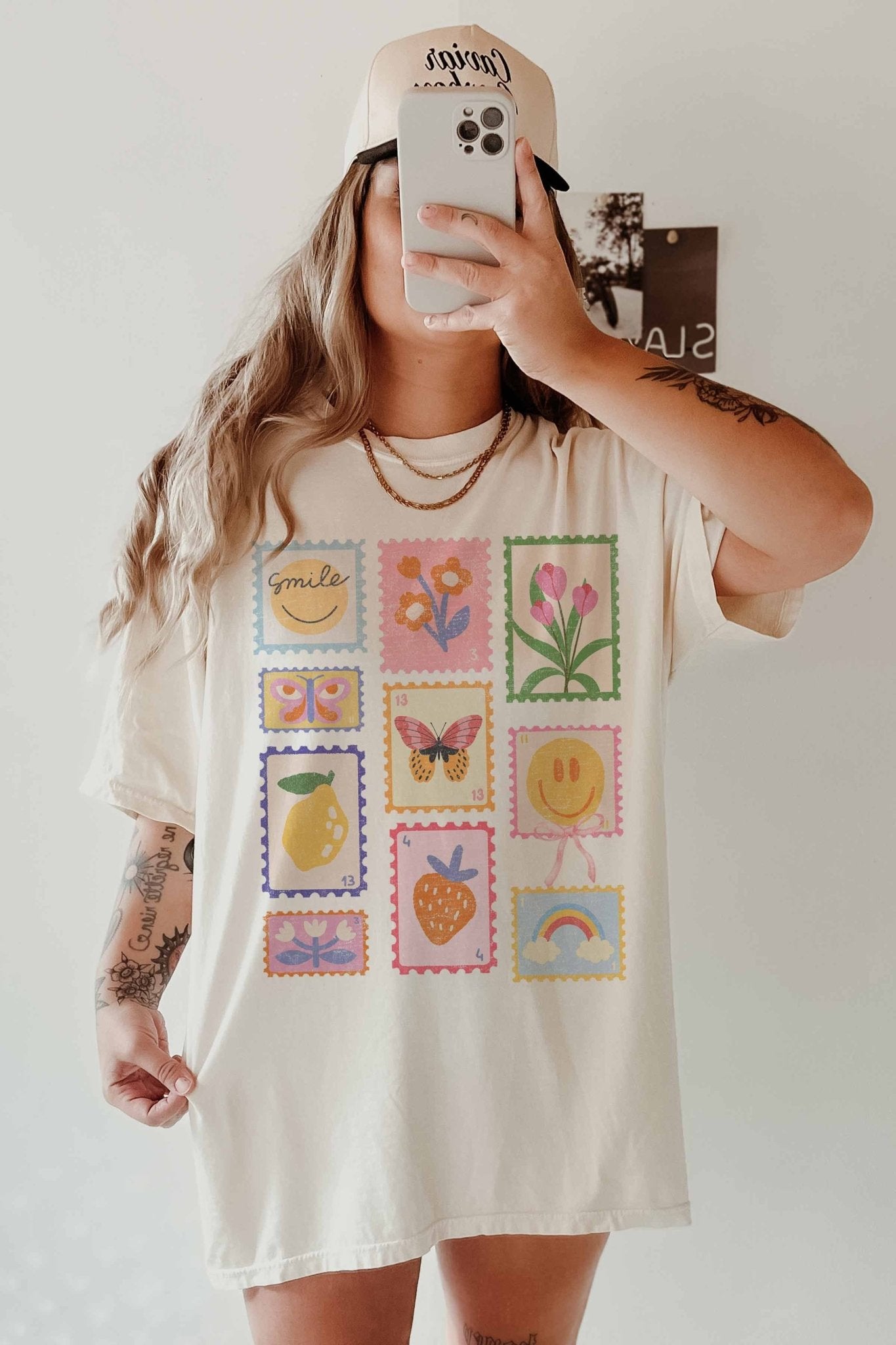 Good Vibes Stamps Oversized Graphic Tee - Westly