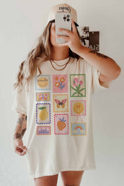 Good Vibes Stamps Oversized Graphic Tee - Westly