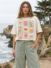 Good Vibes Stamps Oversized Graphic Tee - Westly