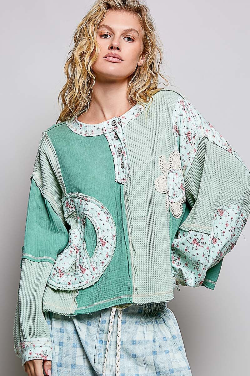 Good Vibrations Oversized Patchwork Thermal - Westly
