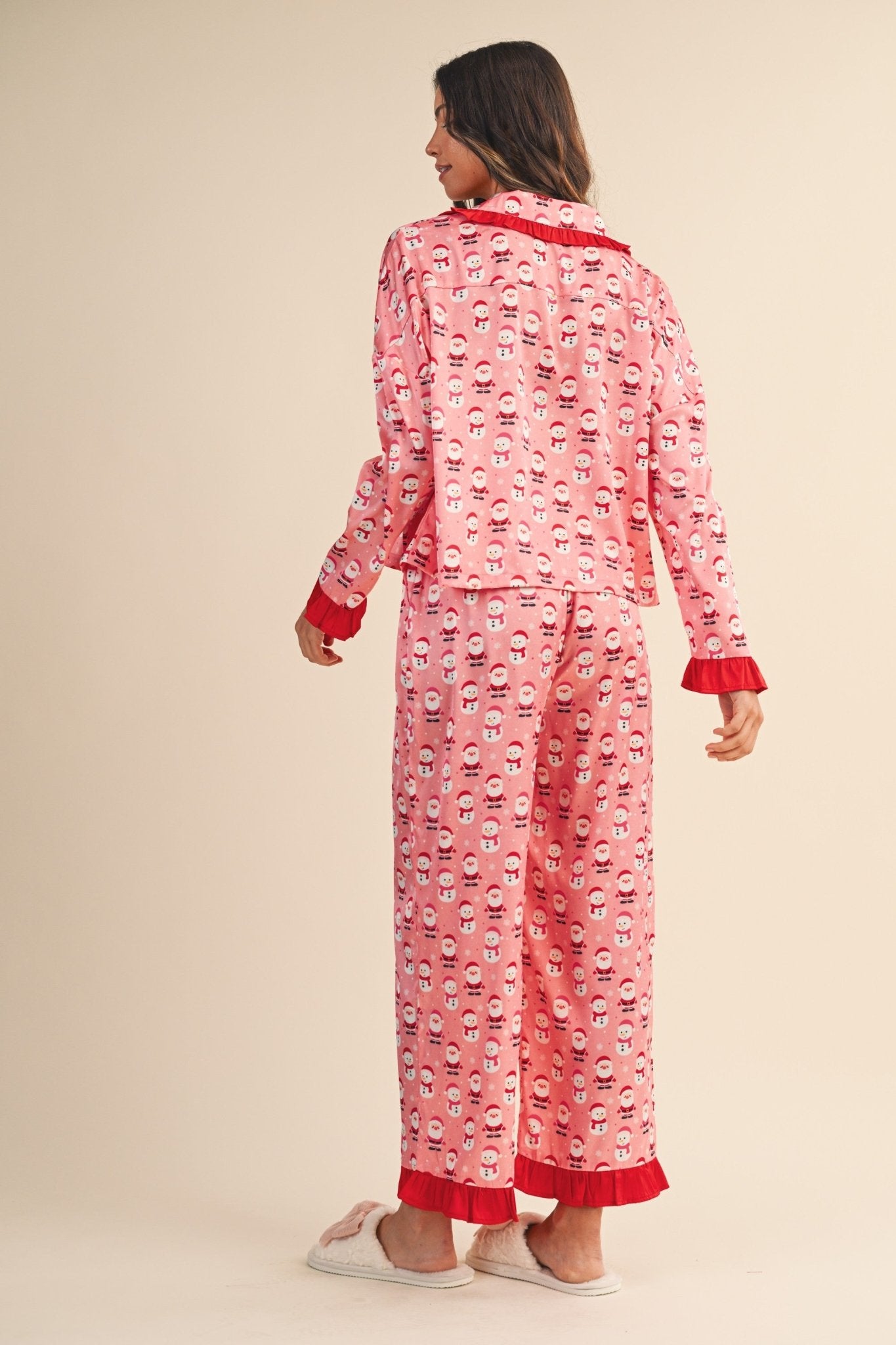 Goodnight Santa Satin Ruffle Pajama Set - Westly