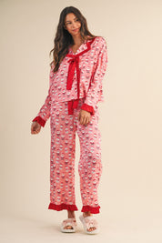 Goodnight Santa Satin Ruffle Pajama Set - Westly