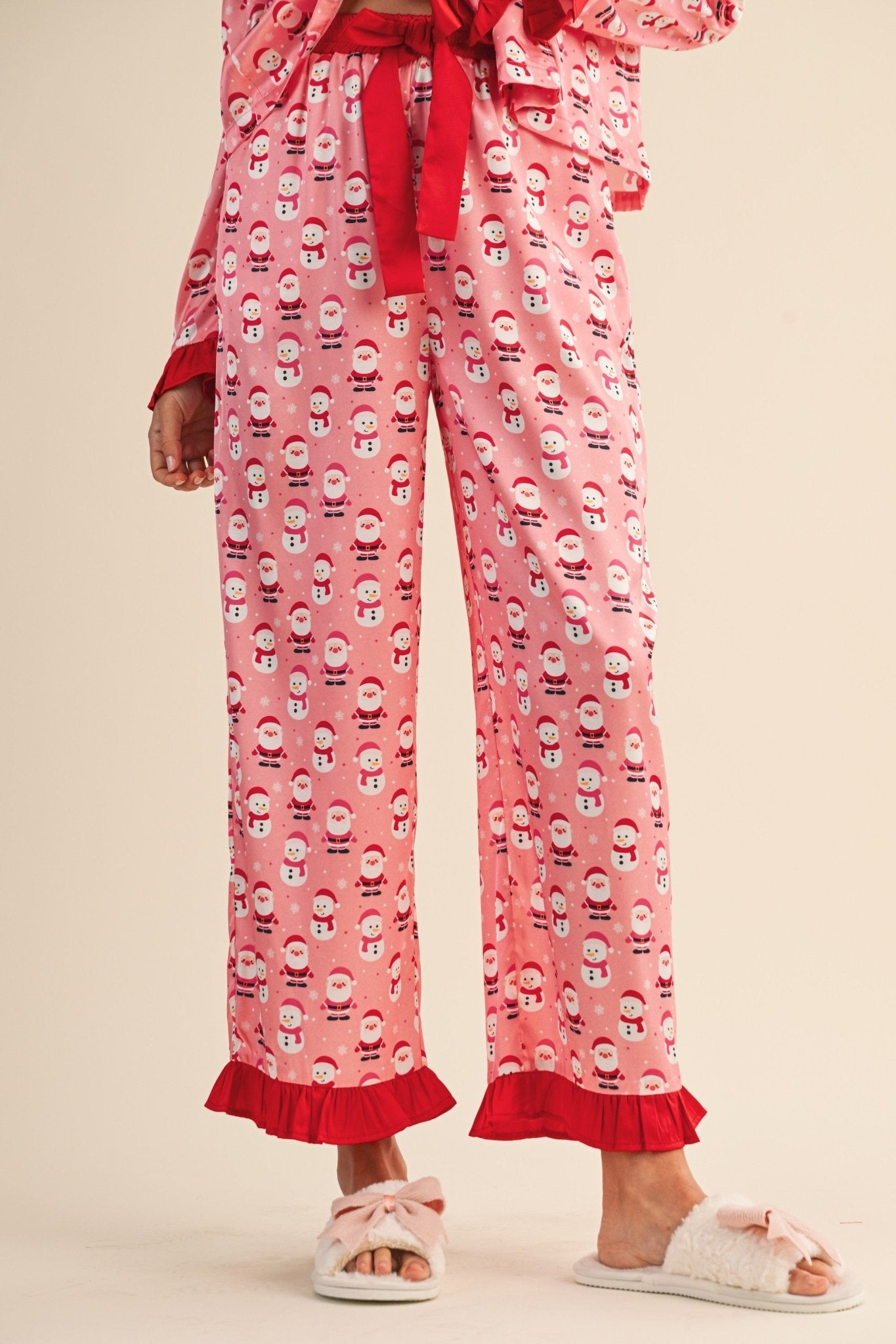 Goodnight Santa Satin Ruffle Pajama Set - Westly