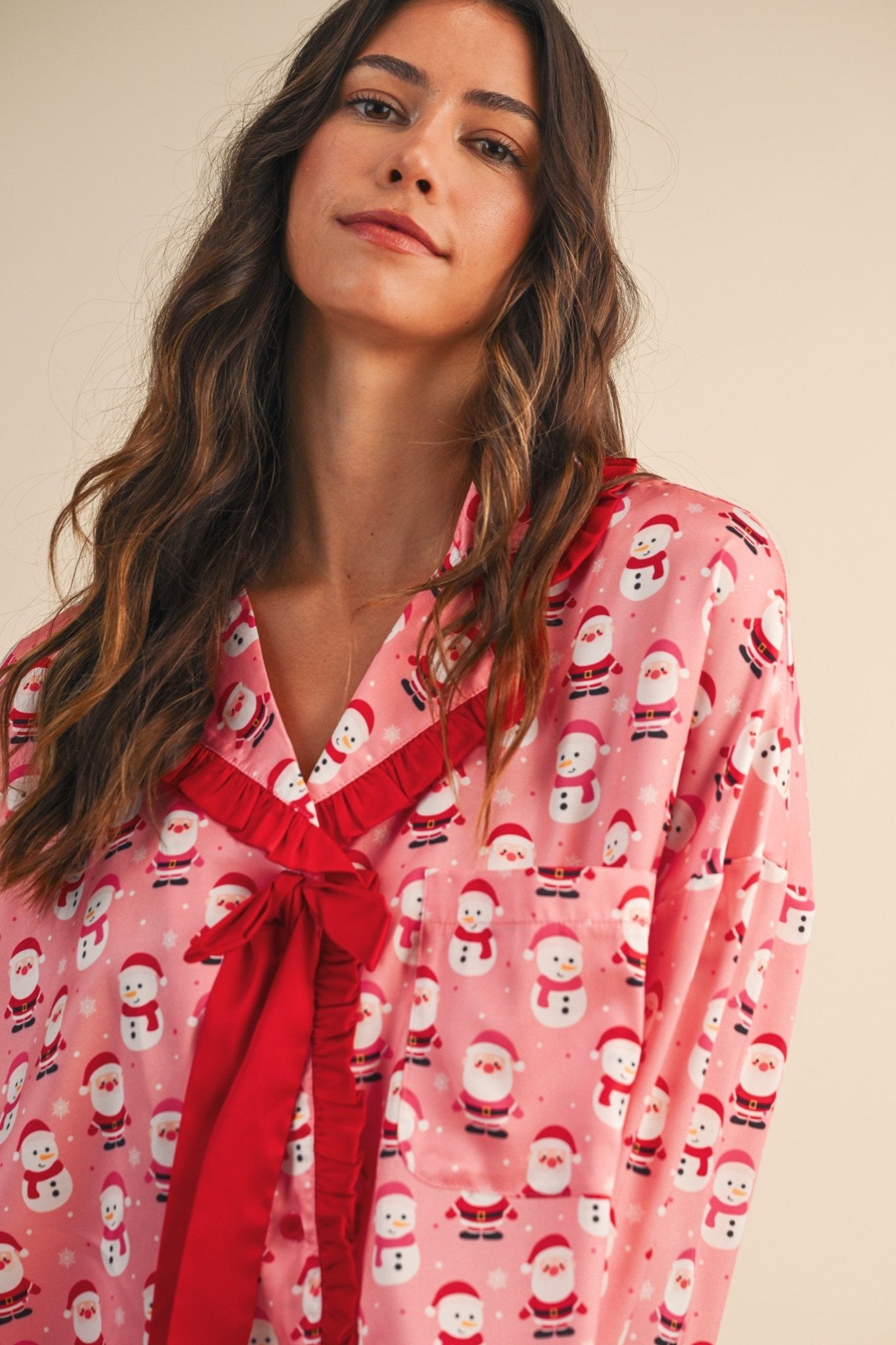 Goodnight Santa Satin Ruffle Pajama Set - Westly