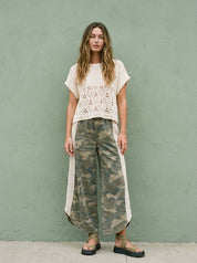 Grace Camo and Lace Wide - Leg Pants - Westly