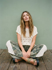 Grace Camo and Lace Wide - Leg Pants - Westly