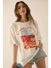 Grand Canyon Oversized Distressed Graphic Tee - Westly