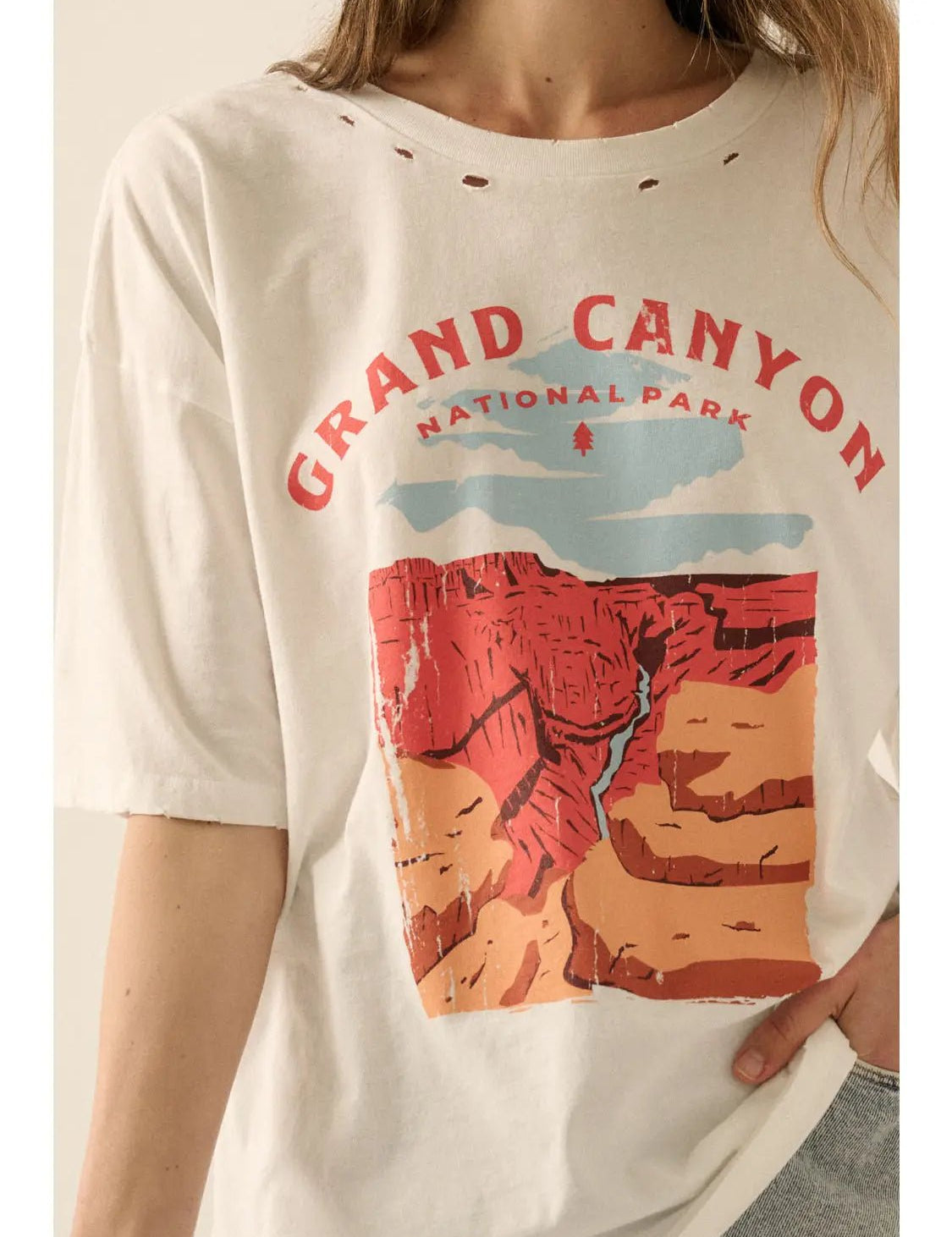 Grand Canyon Oversized Distressed Graphic Tee - Westly