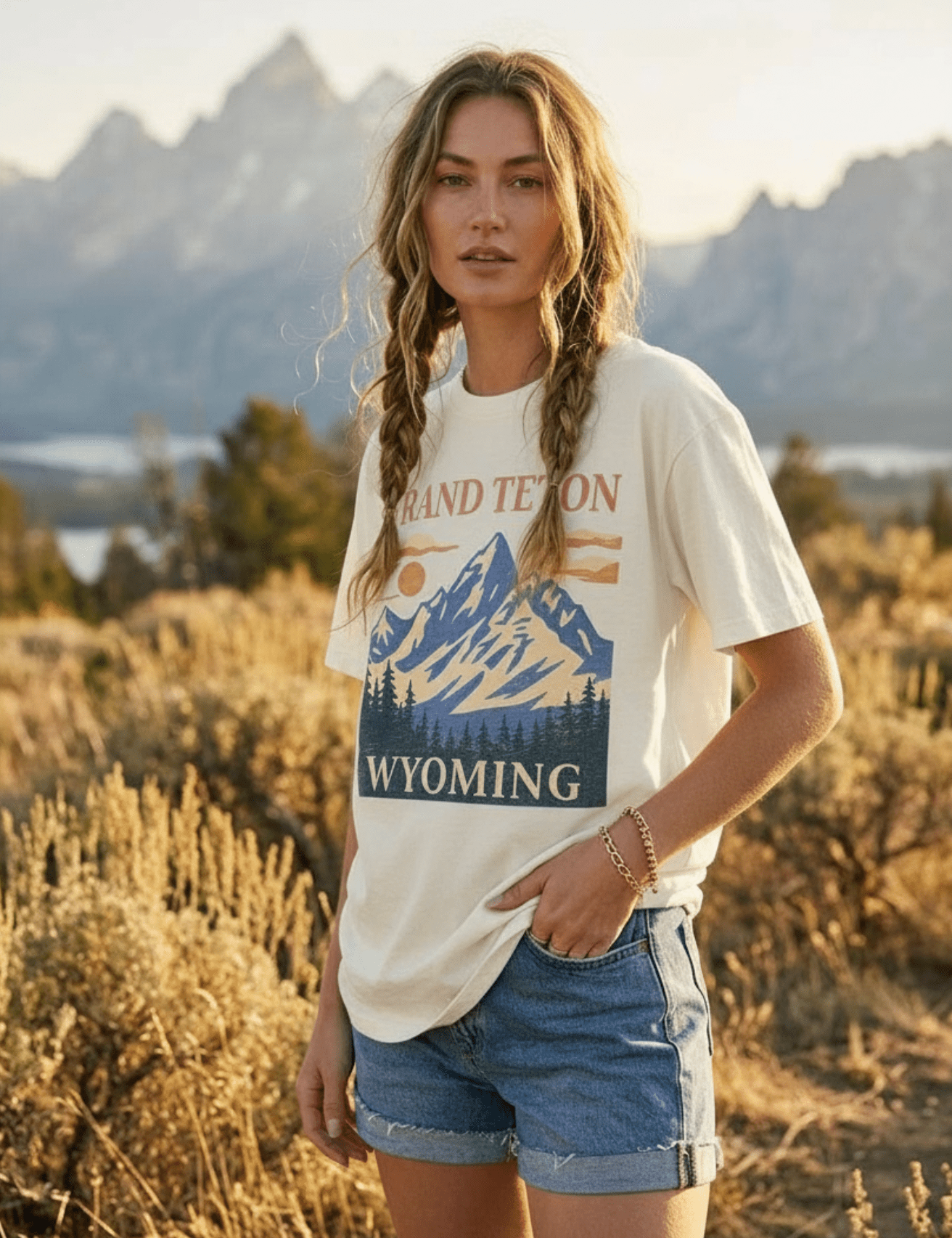 Grand Teton Wyoming Oversized Graphic Tee - Westly
