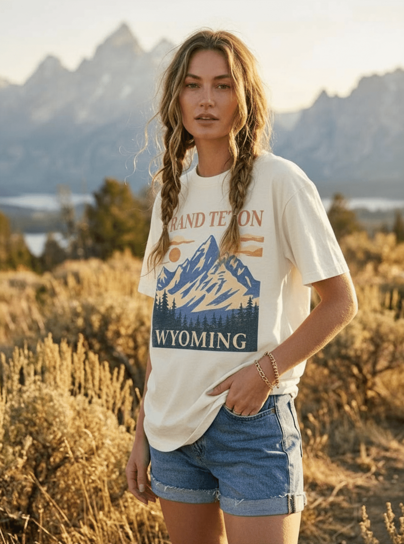 Grand Teton Wyoming Oversized Graphic Tee - Westly