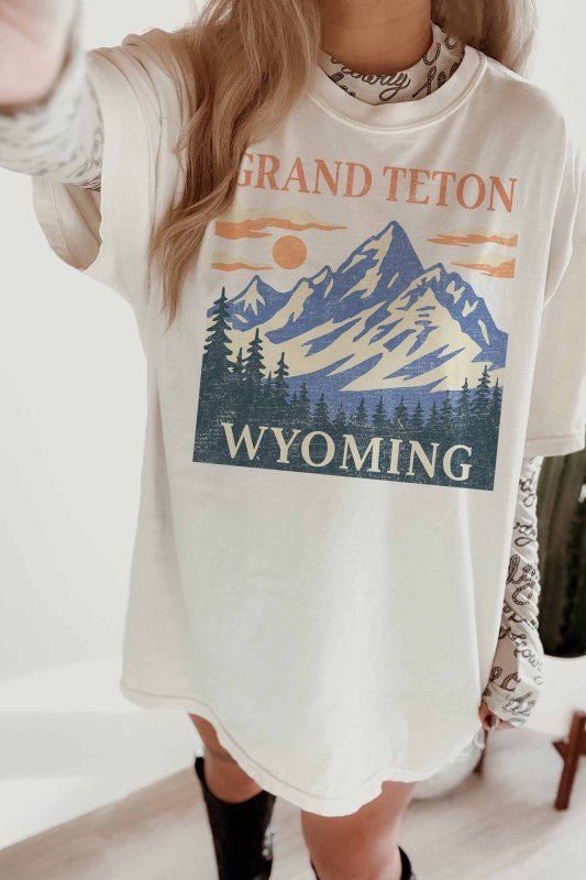 Grand Teton Wyoming Oversized Graphic Tee - Westly