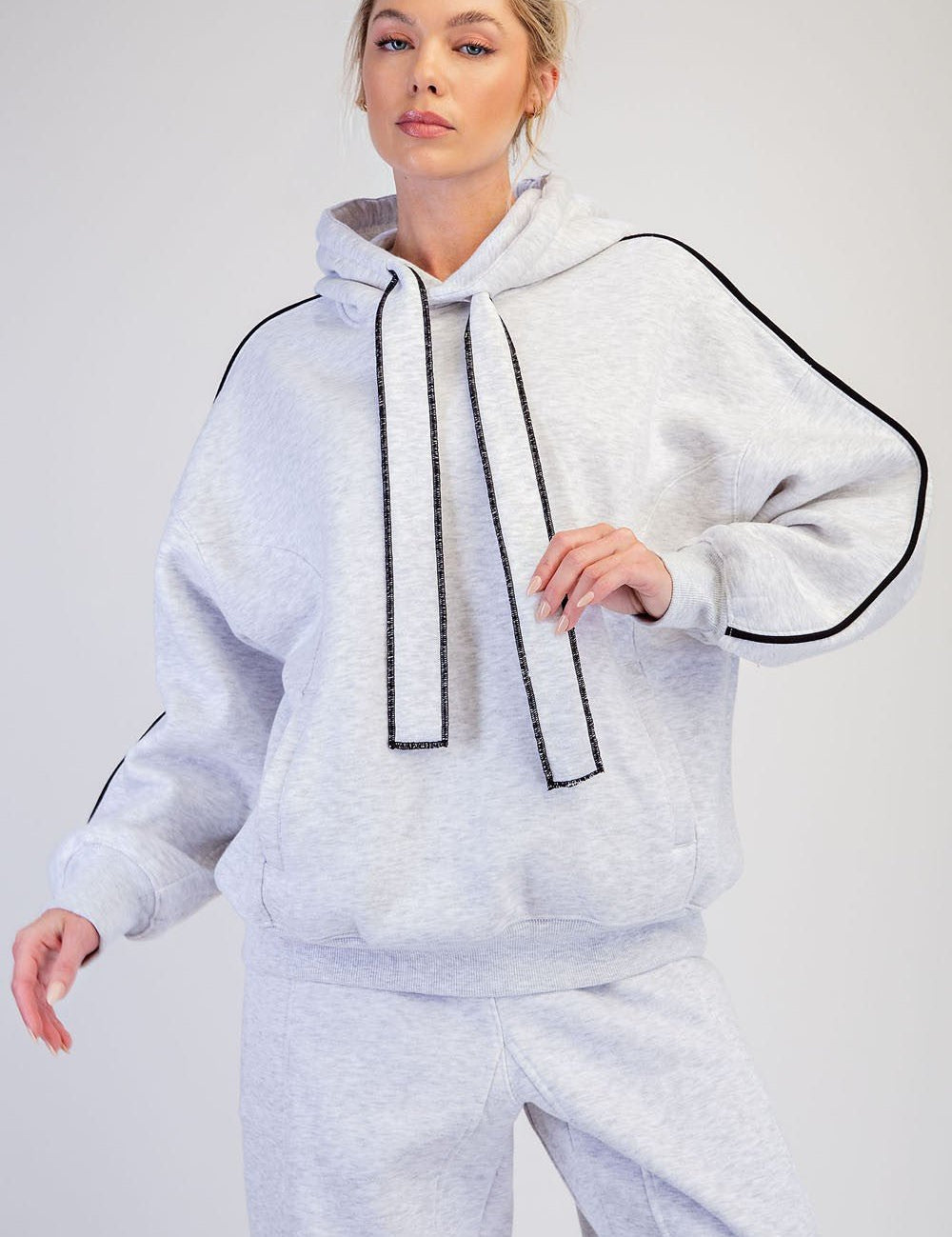 Grandstand Contrast Piping Fleece Hoodie - Westly