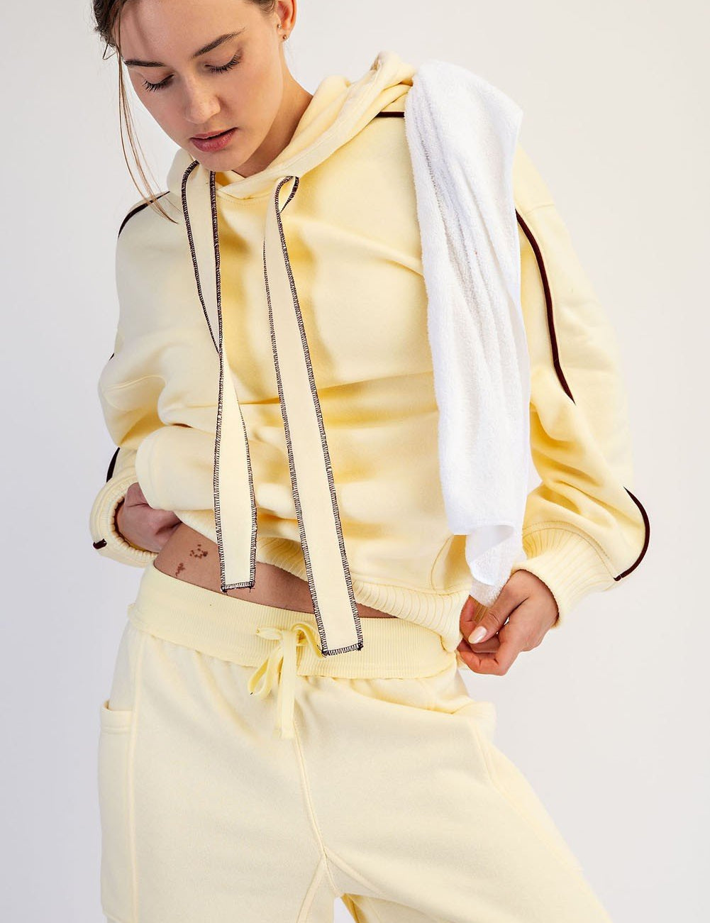 Grandstand Contrast Piping Fleece Hoodie - Westly