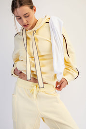 Grandstand Contrast Piping Fleece Hoodie - Westly