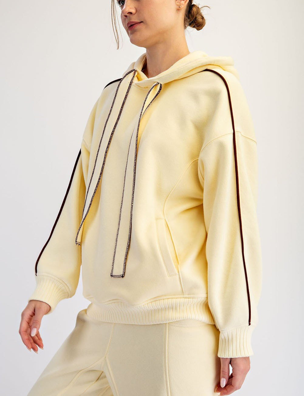 Grandstand Contrast Piping Fleece Hoodie - Westly