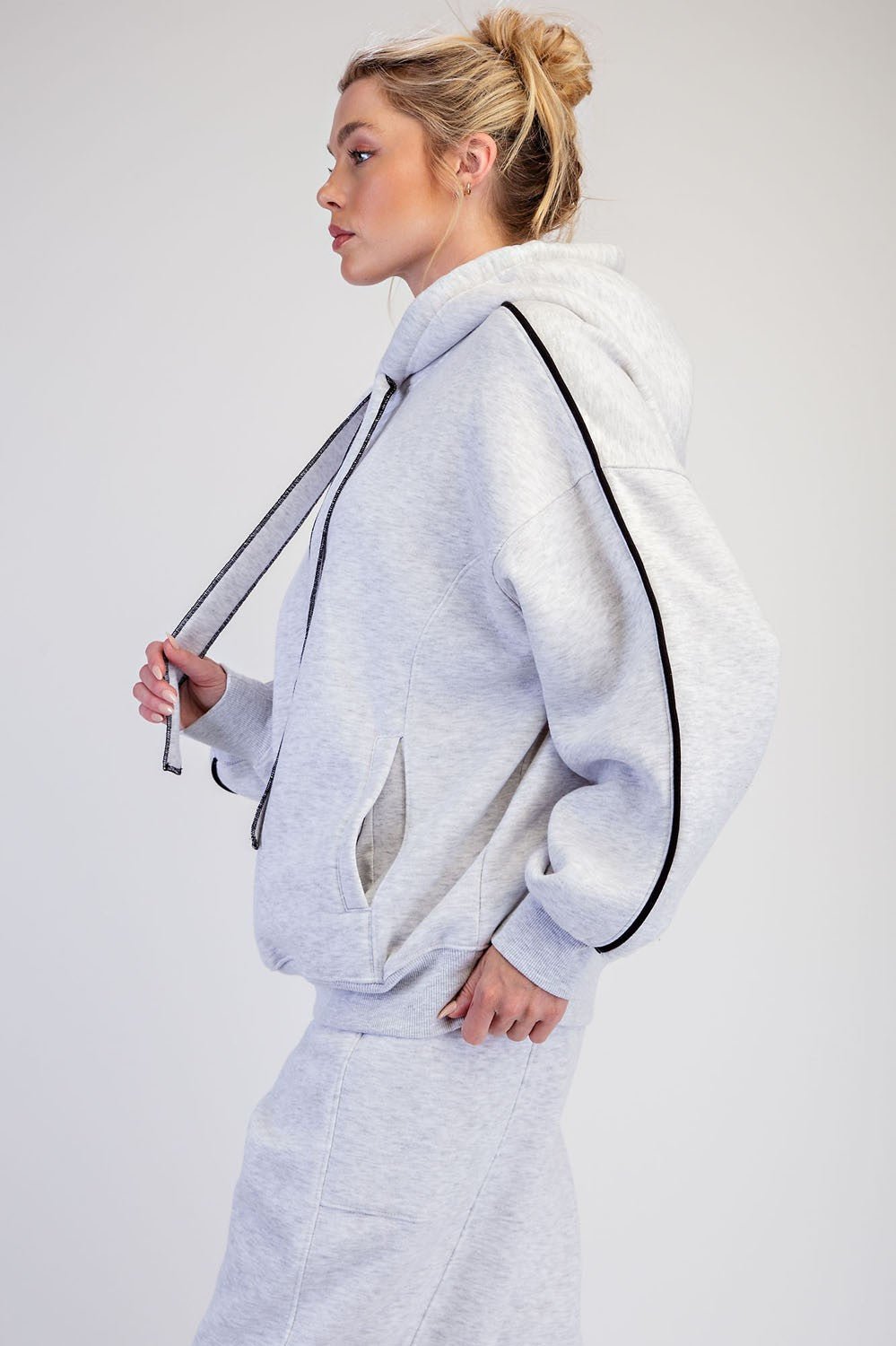 Grandstand Contrast Piping Fleece Hoodie - Westly