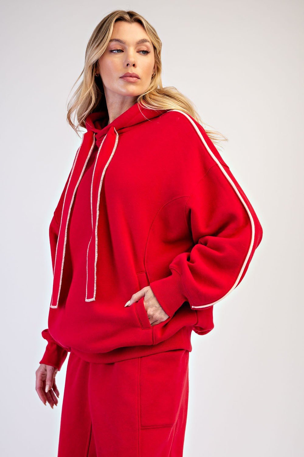 Grandstand Contrast Piping Fleece Hoodie - Westly