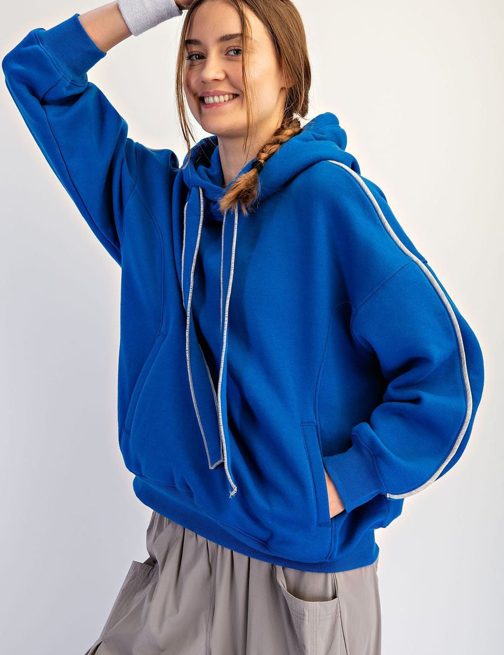 Grandstand Contrast Piping Fleece Hoodie - Westly