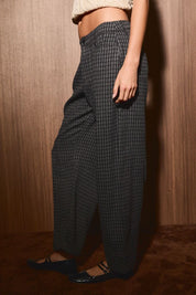 Grayson Plaid Barrel Pants in Black Plaid - product photo 2