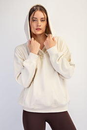 Greer Brushed Polo Neck Hoodie in Cream Taupe, photo 1