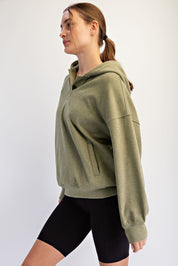 Greer Brushed Polo Neck Hoodie in Winter Sage, photo 2