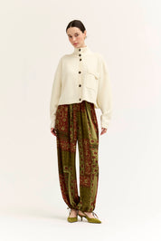 Greystone Funnel Neck Crop Cardigan in Ivory, photo 3