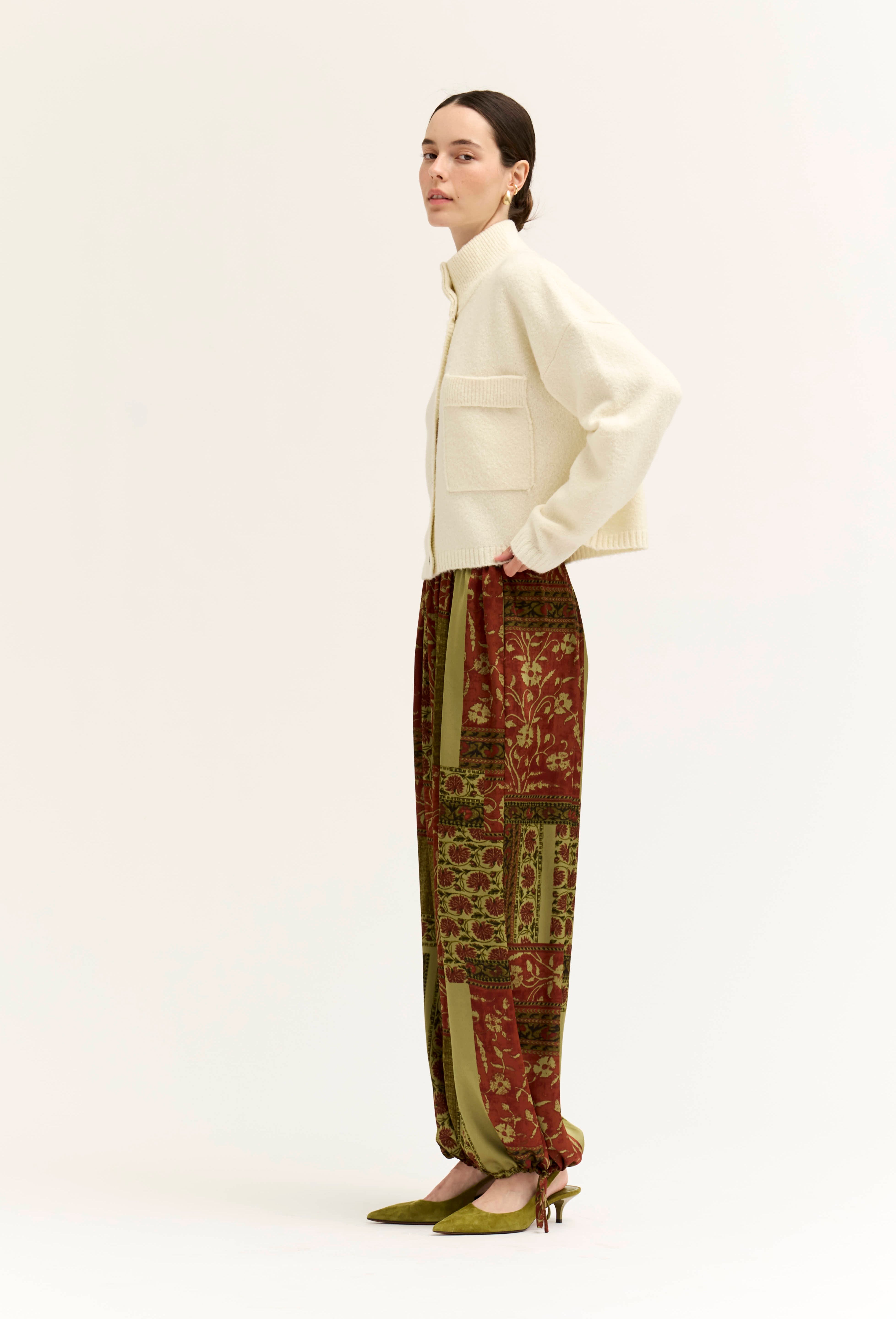 Greystone Funnel Neck Crop Cardigan in Ivory, photo 5