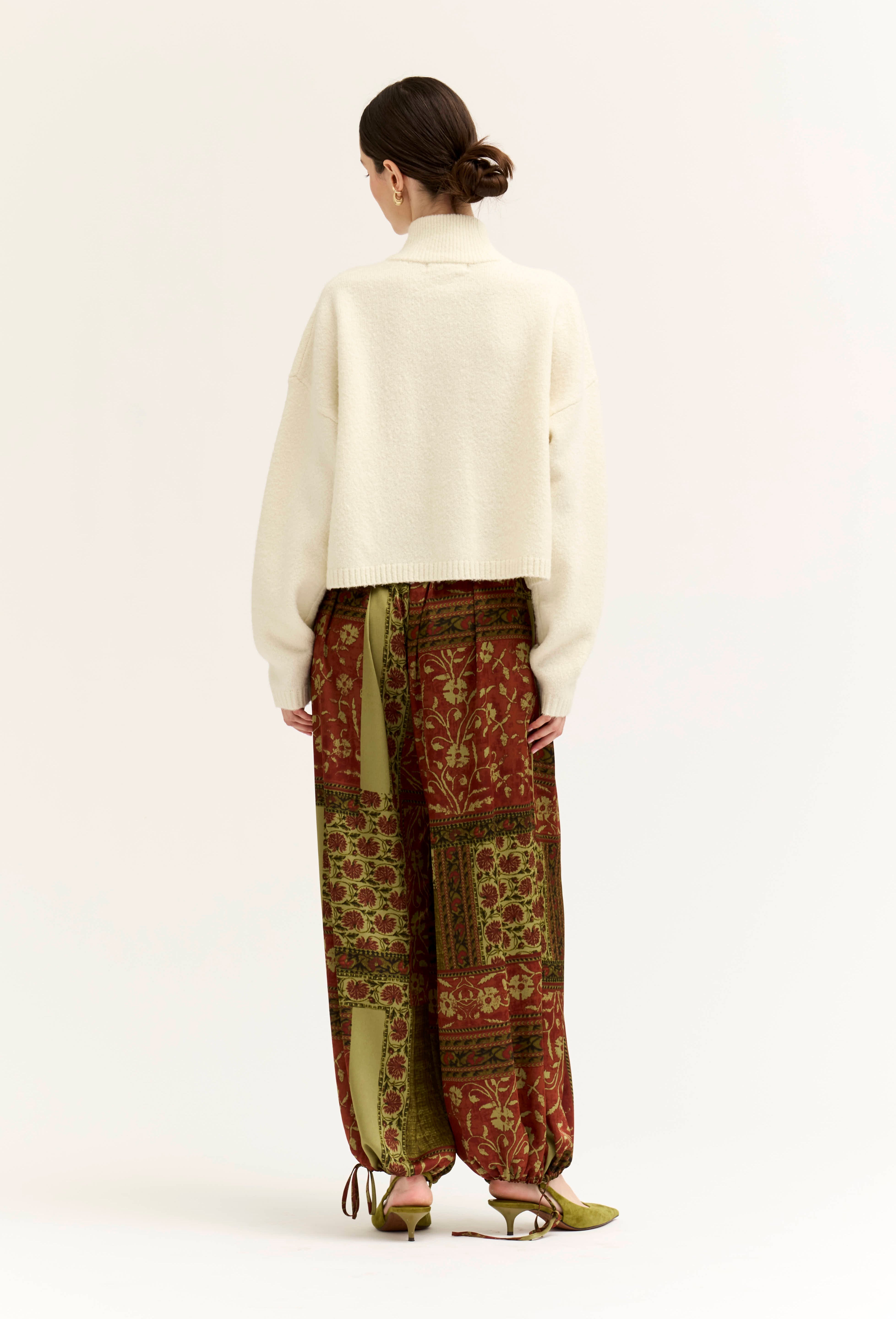 Greystone Funnel Neck Crop Cardigan in Ivory, photo 6