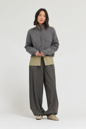 Greystone Funnel Neck Crop Cardigan in Warm Grey, photo 3