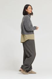 Greystone Funnel Neck Crop Cardigan in Warm Grey, photo 5
