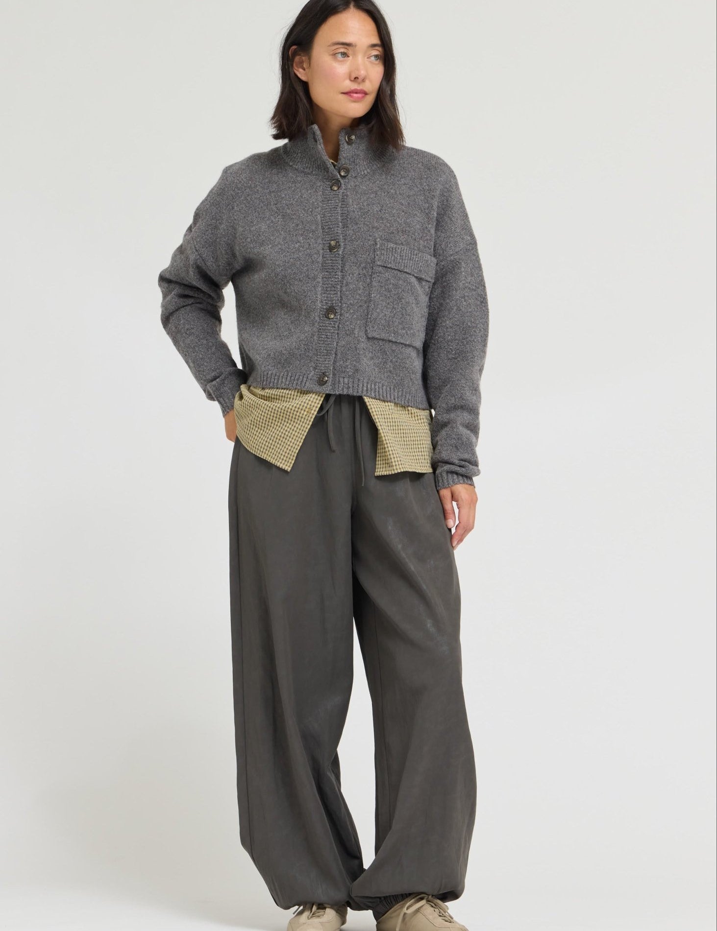 Greystone Funnel Neck Cropped Cardigan - Westly