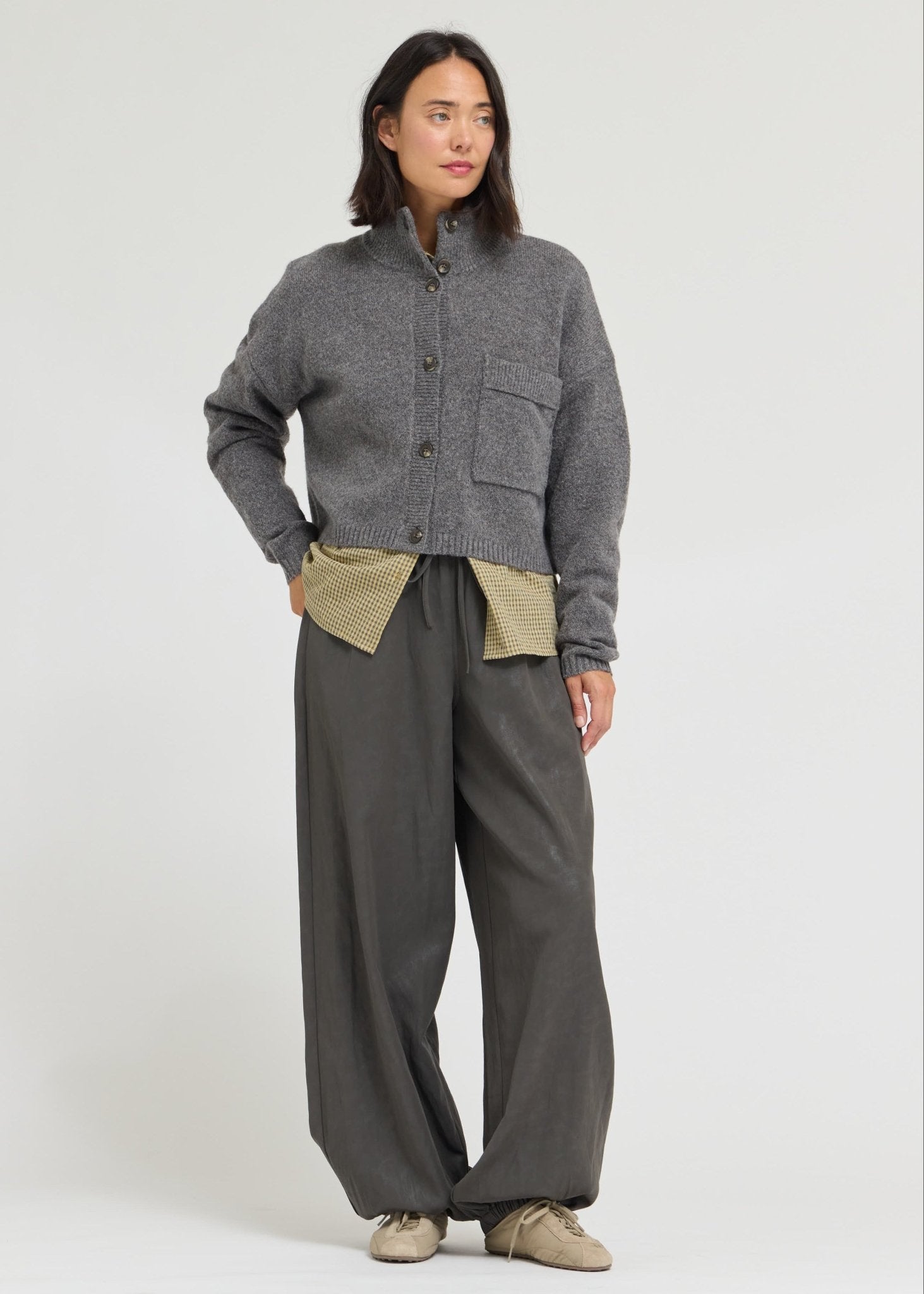 Greystone Funnel Neck Cropped Cardigan - Westly