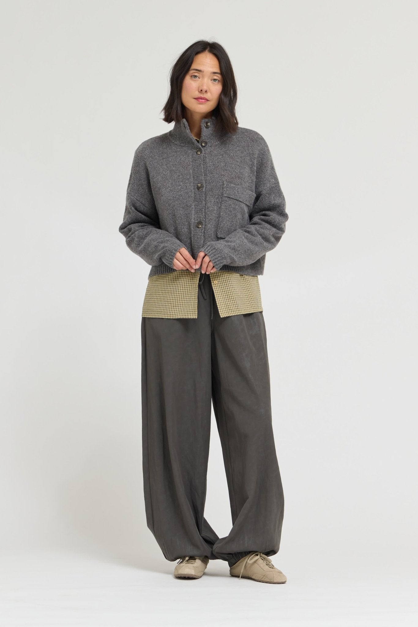 Greystone Funnel Neck Cropped Cardigan - Westly