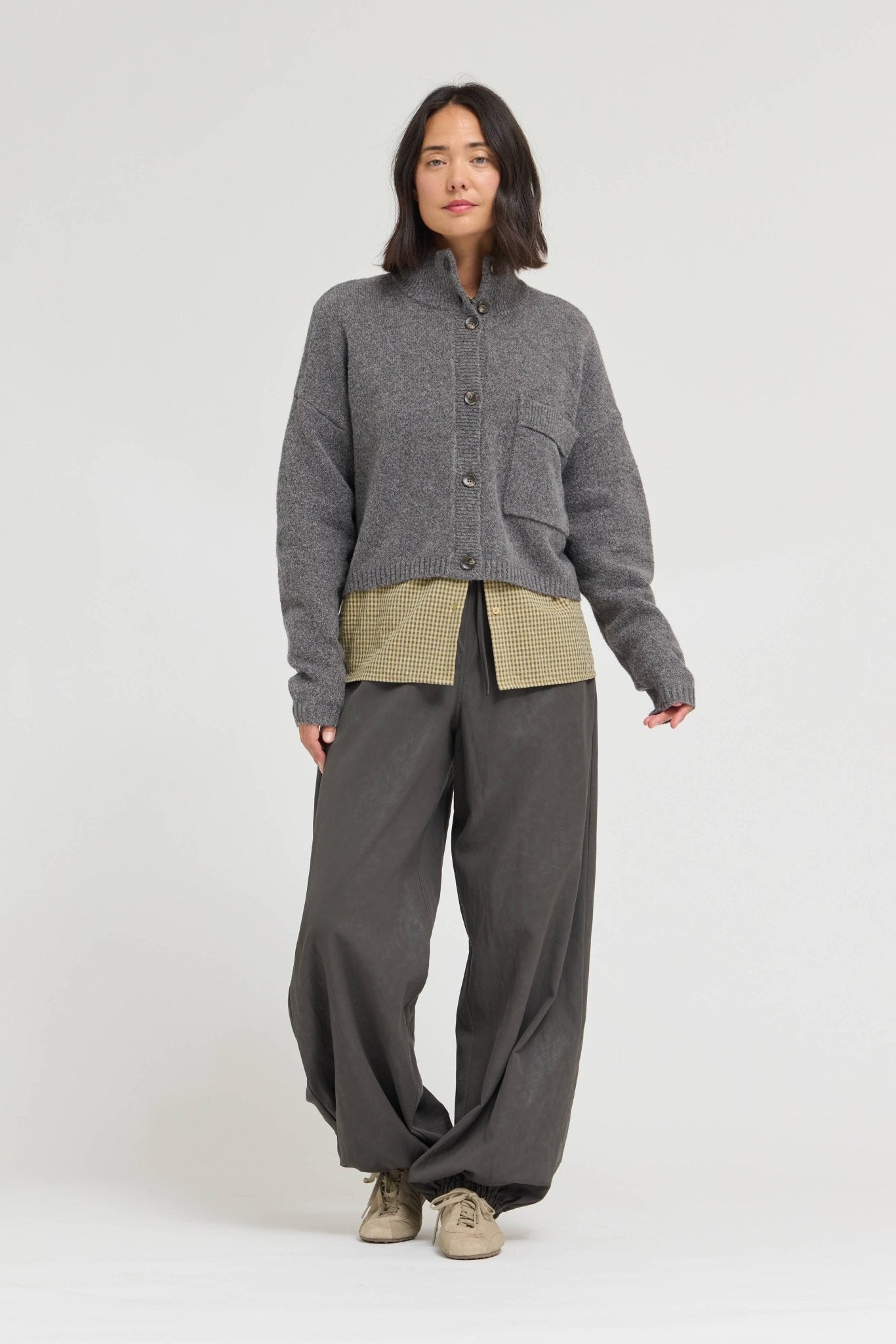 Greystone Funnel Neck Cropped Cardigan - Westly