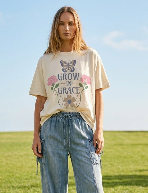 Grow In Grace Oversized Graphic Tee - Westly