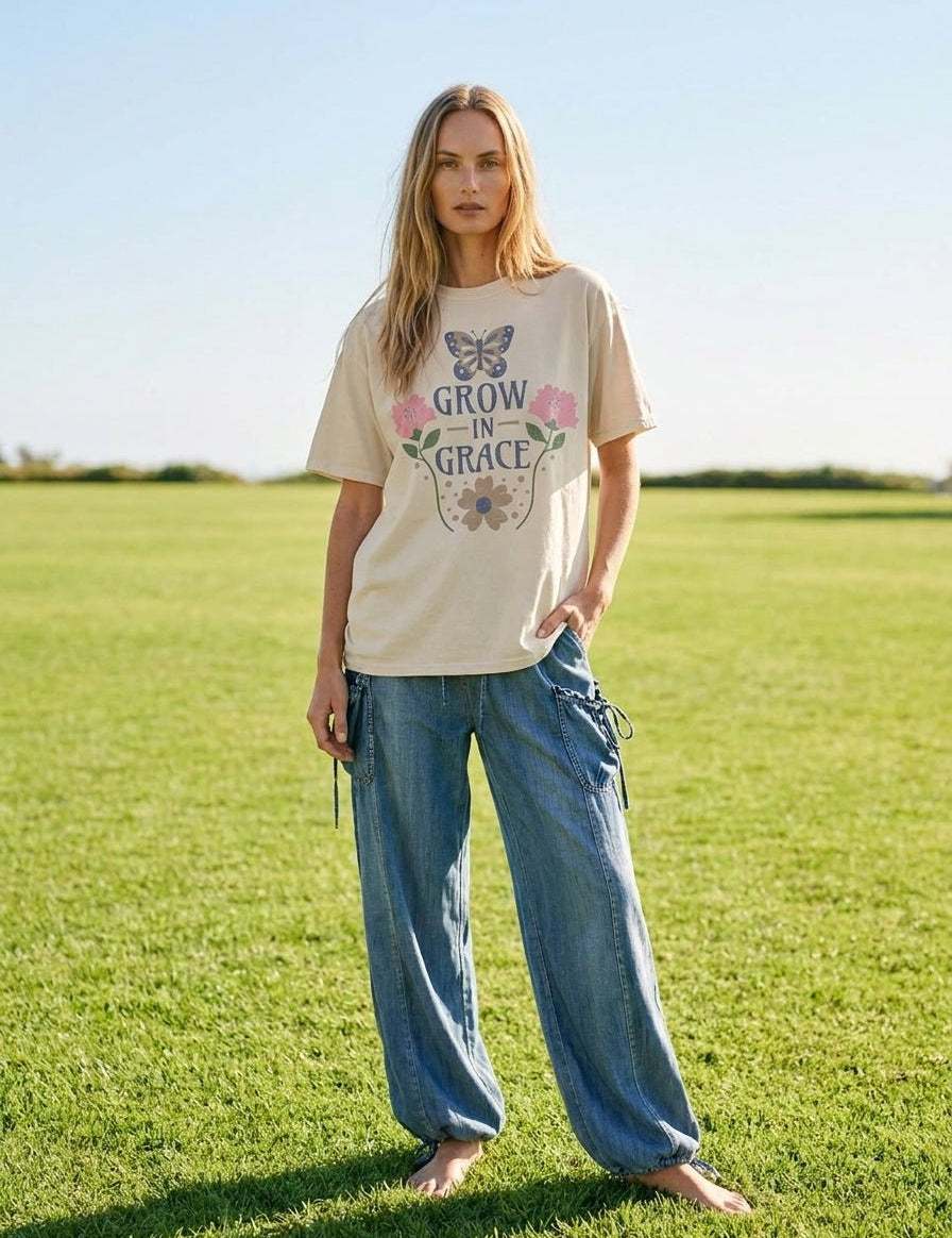Grow In Grace Oversized Graphic Tee - Westly