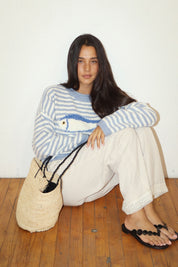 Gulfstream Fish Stripe Sweater - Dusty Blue