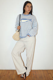 Gulfstream Fish Stripe Sweater - Dusty Blue