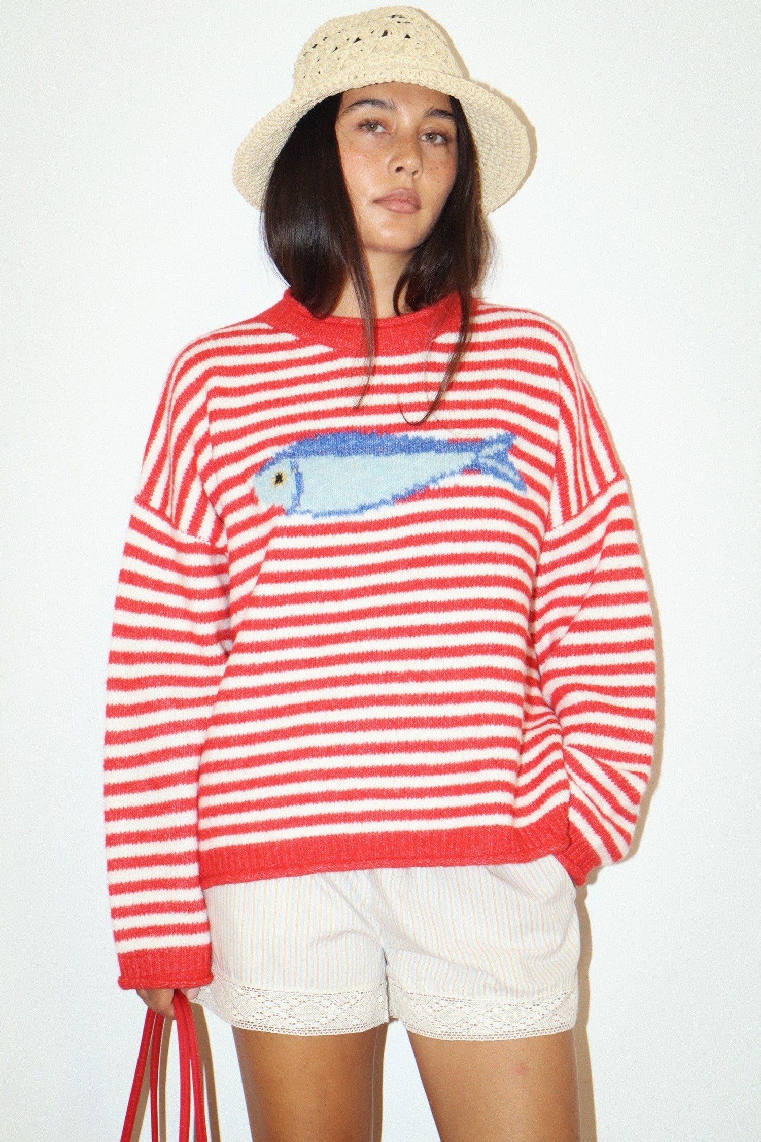 Gulfstream Fish Stripe Sweater - Red