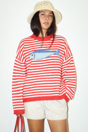 Gulfstream Fish Stripe Sweater - Red