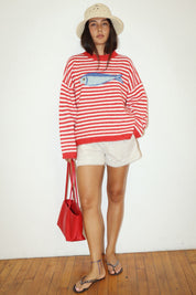 Gulfstream Fish Stripe Sweater - Red