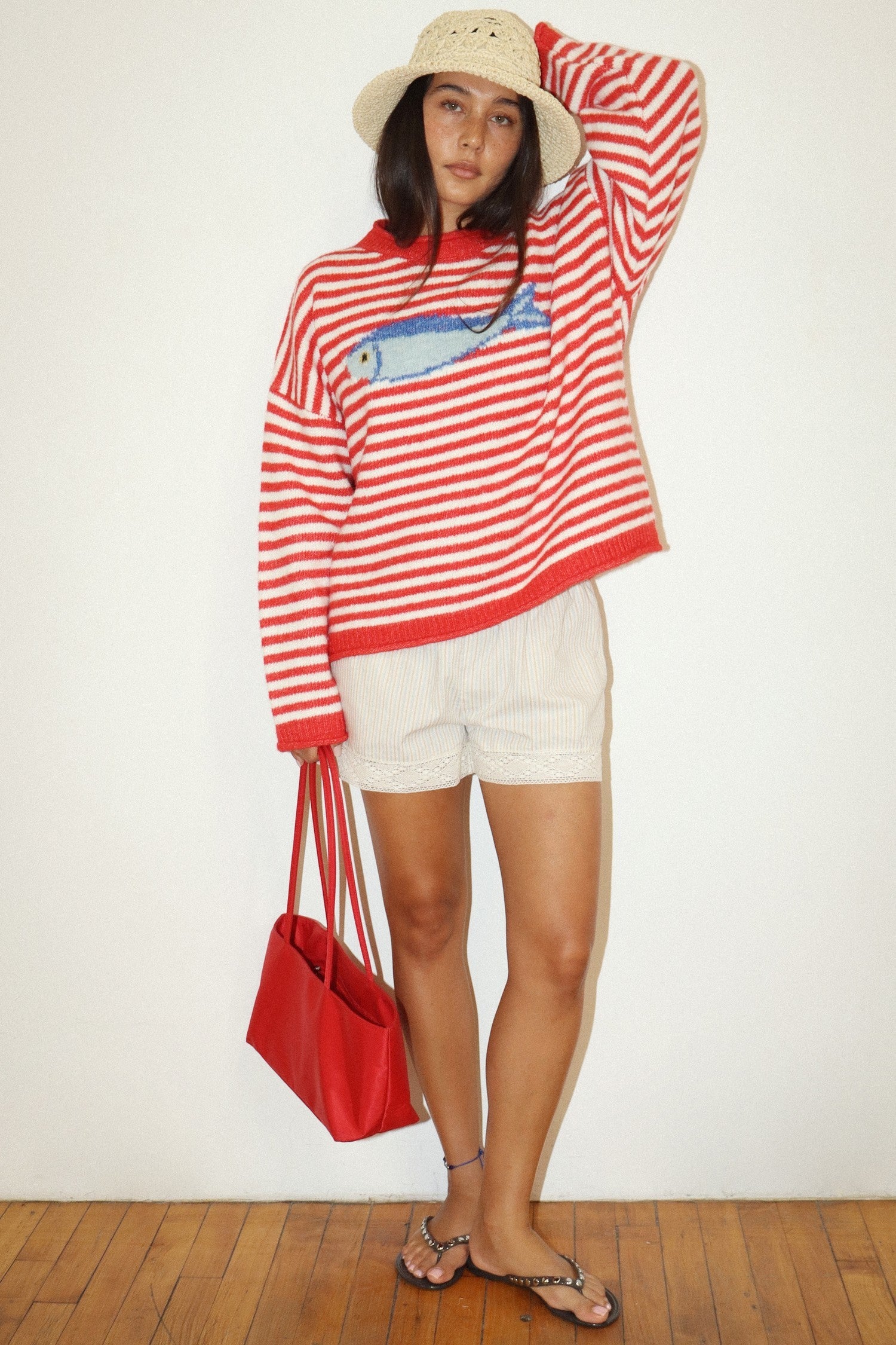 Gulfstream Fish Stripe Sweater - Red