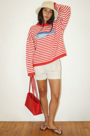 Gulfstream Fish Stripe Sweater - Red