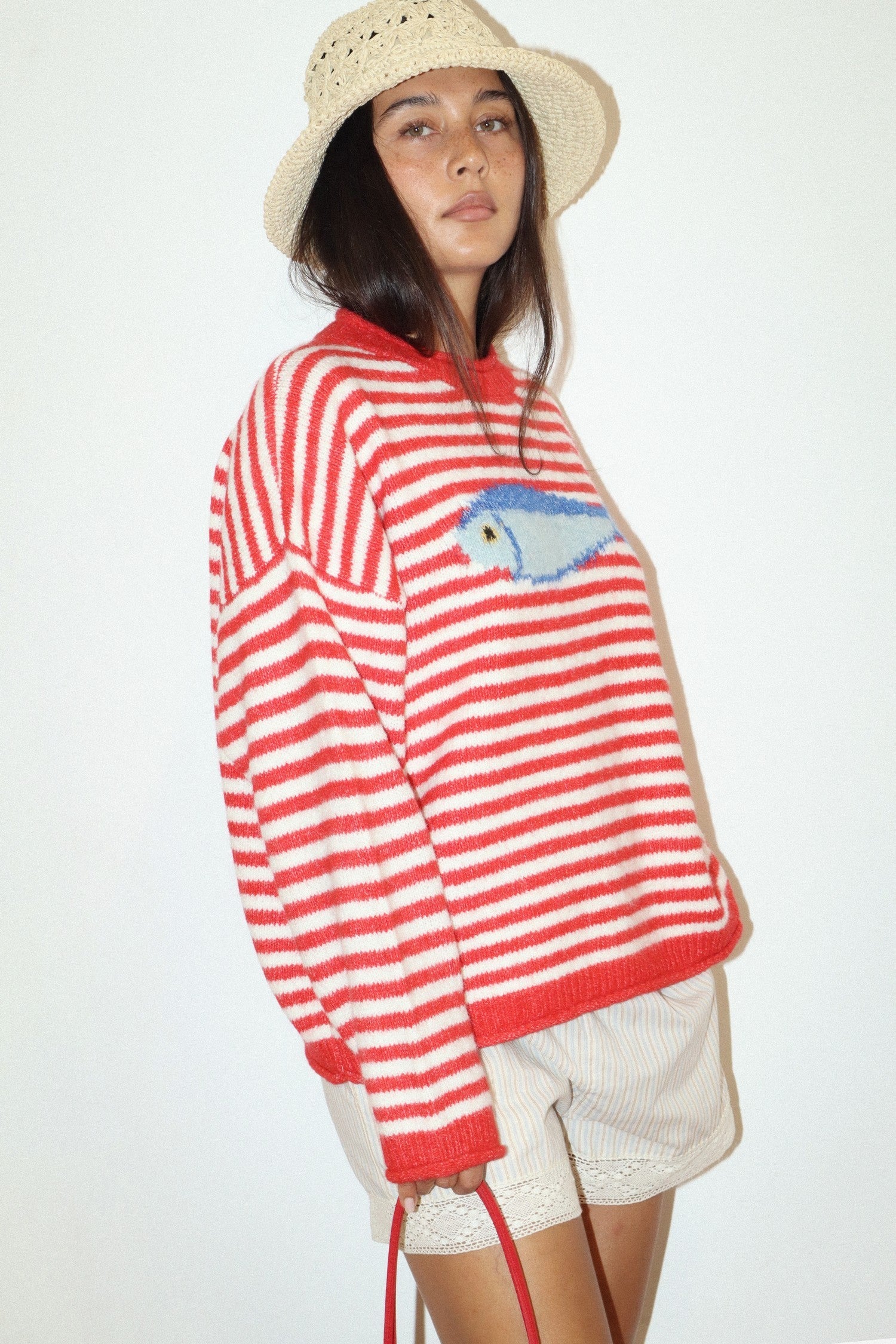 Gulfstream Fish Stripe Sweater - Red