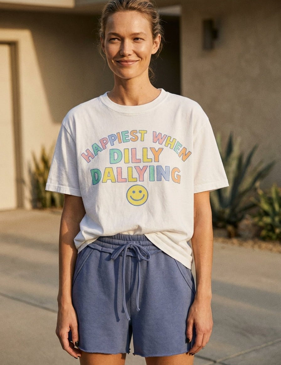 Happiest When Dilly Dallying Oversized Graphic Tee - Westly
