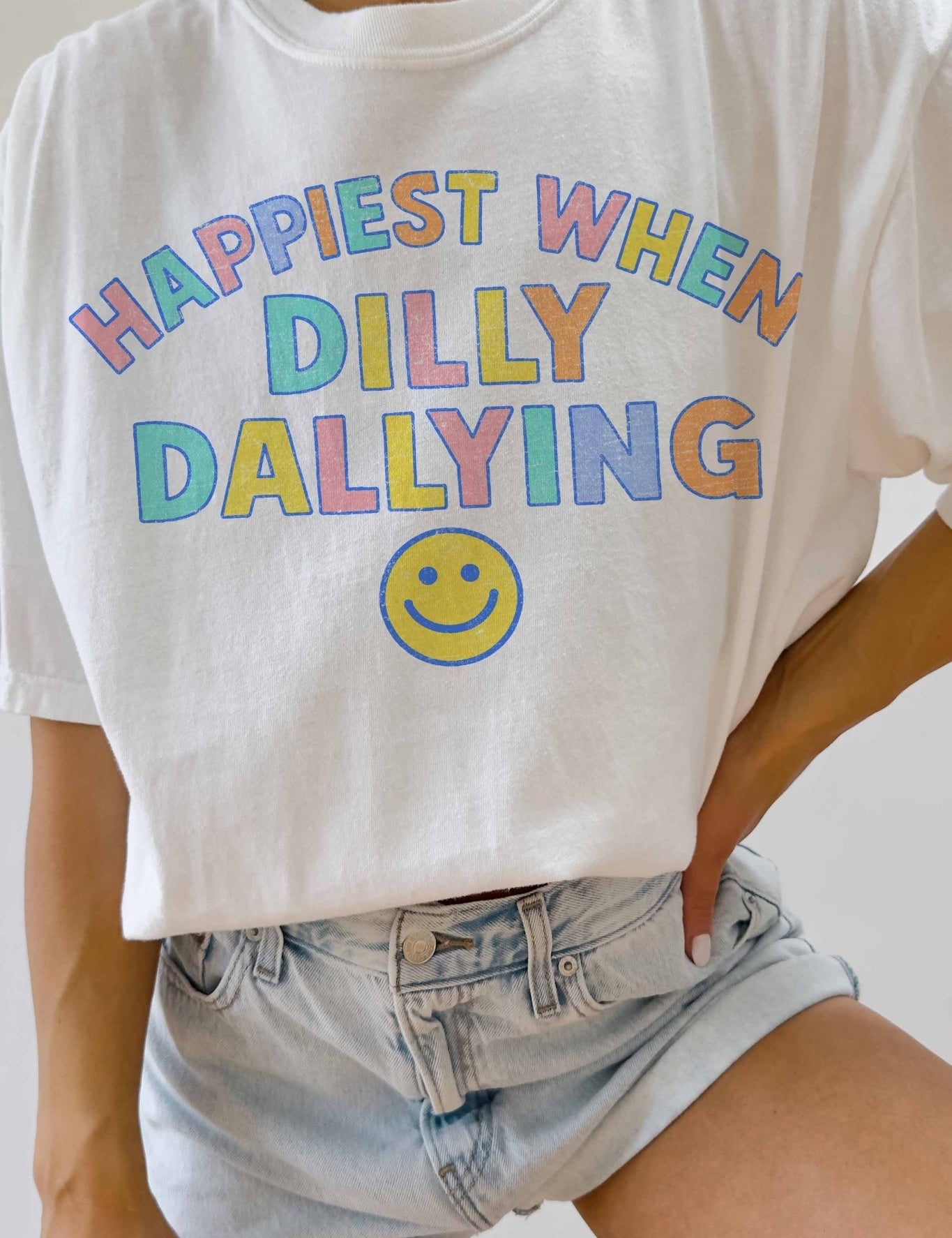 Happiest When Dilly Dallying Oversized Graphic Tee - Westly